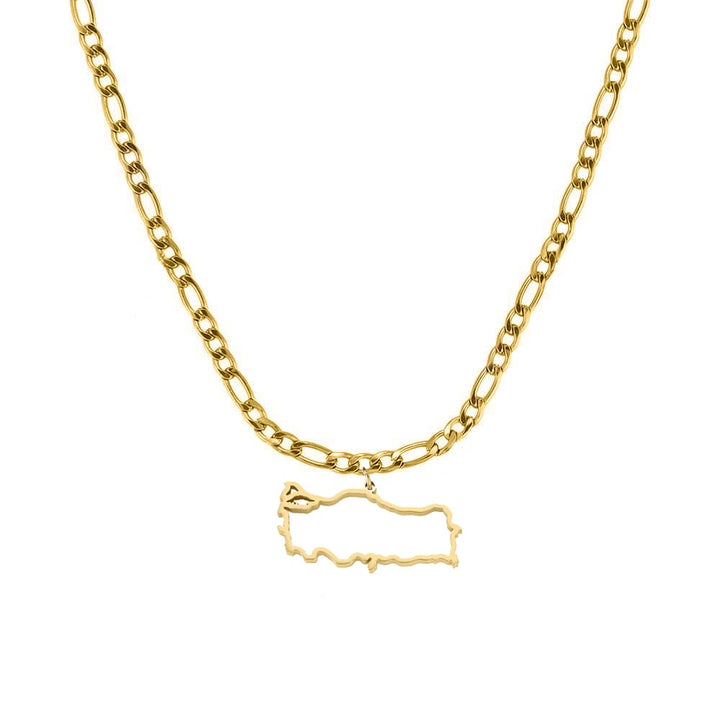 Türkei Landumriss Kette in Gold Figaro Türkische Länderkette