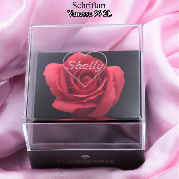Rosen Geschenkbox Rose Gravur Schmuckschatulle