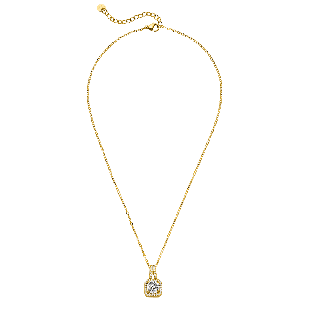 Zirkonia Edelstahl Kette 18 Karat vergoldet
