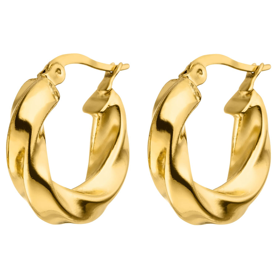 Dezente verdrehte Ohrringe gold Edelstahl 18K vergoldet wasserfest