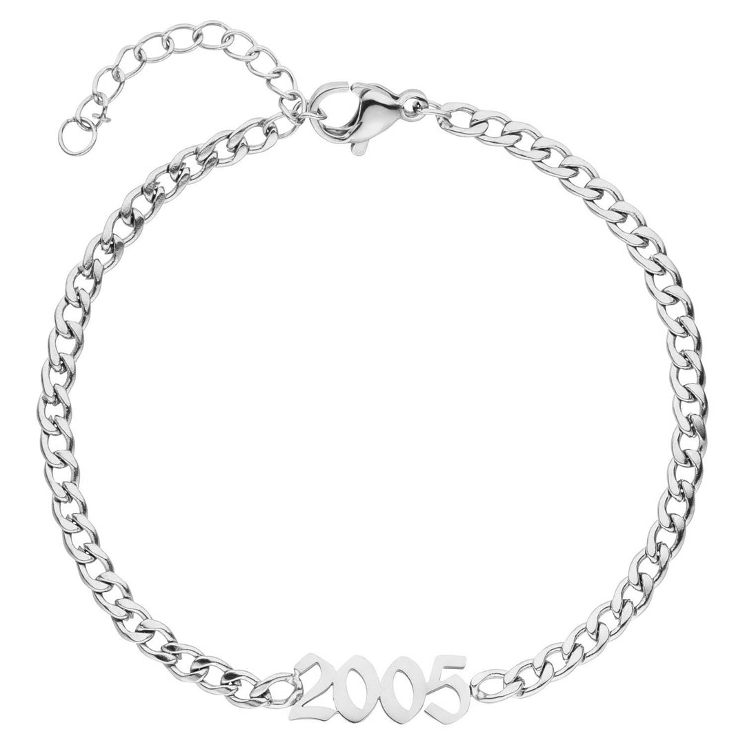 Armband mit Jahreszahl in Silber aus Edelstahl wasserfest