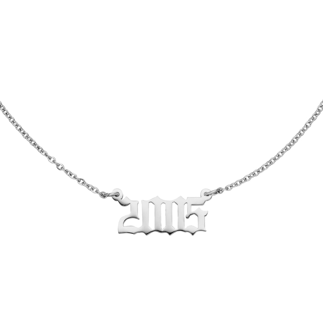 Silberne Jahreszahl Kette Gothic filigran 2005