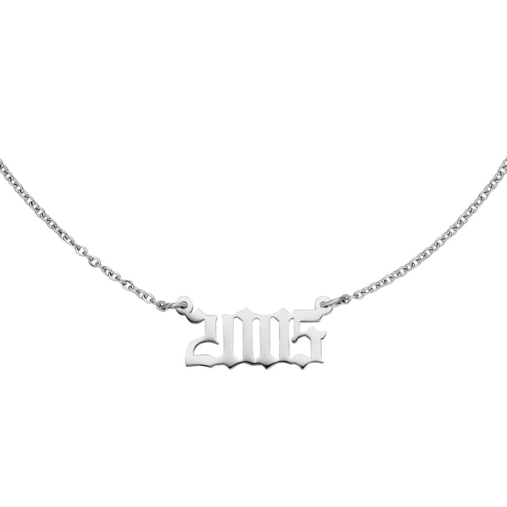Silberne Jahreszahl Kette Gothic filigran 2005