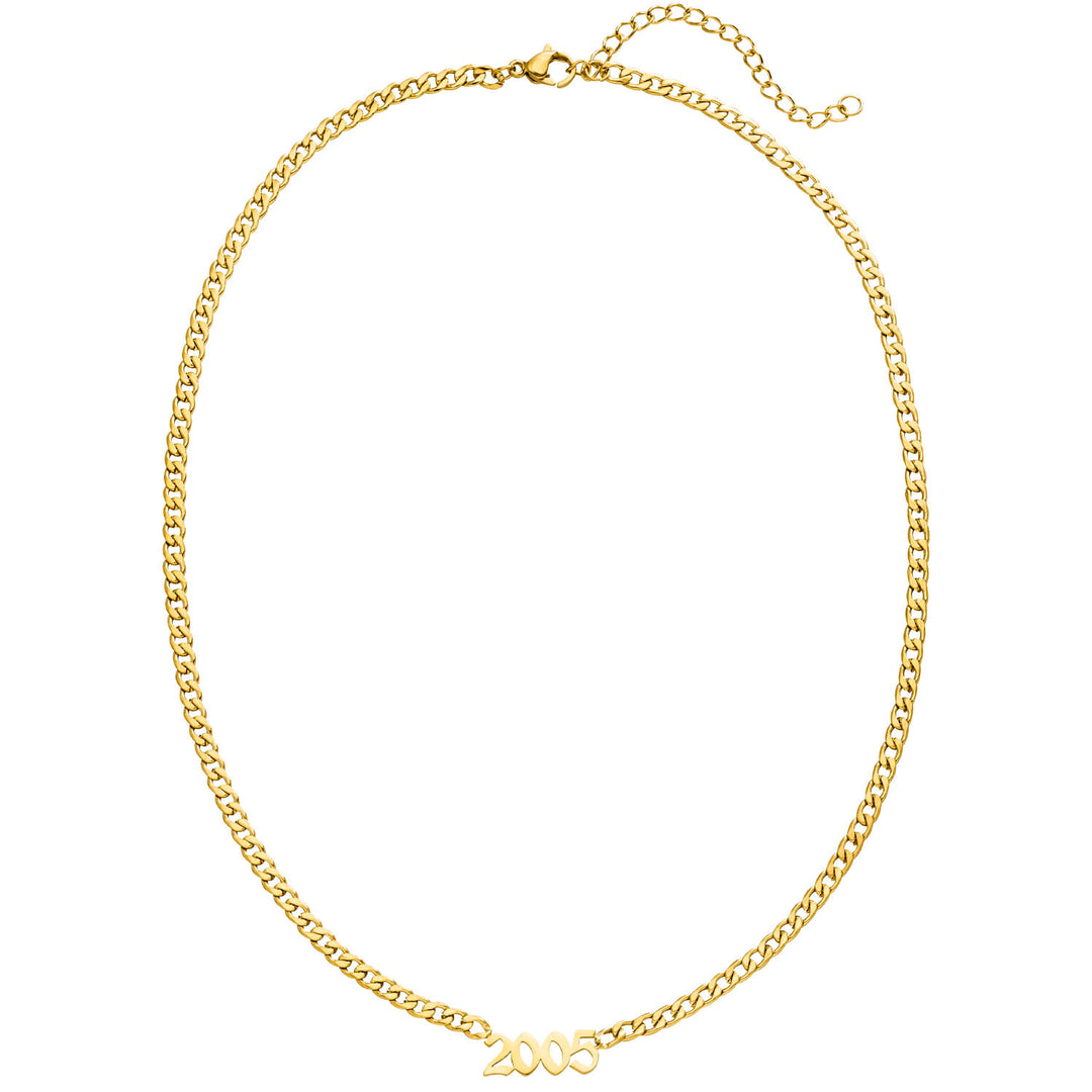 Kette mit Jahreszahl aus Edelstahl 18K vergoldet 2005