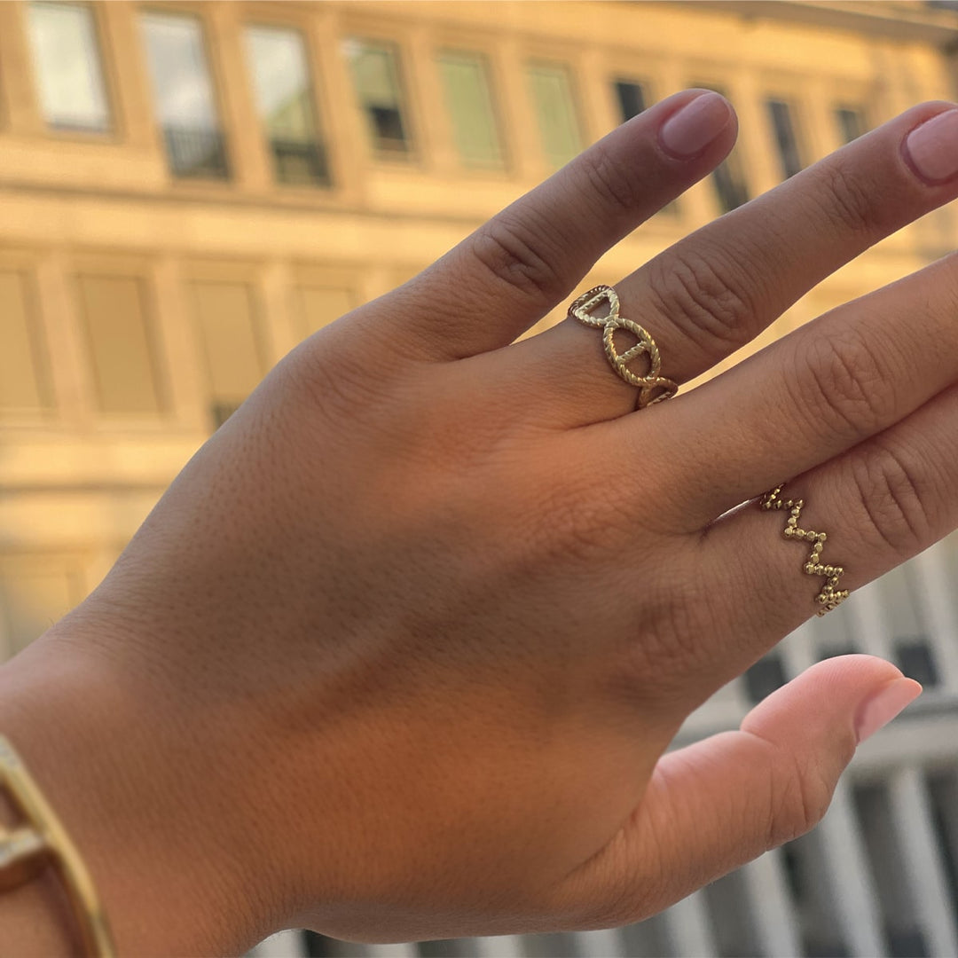 Größenverstellbare Ringe 14K vergoldet wasserfest ZickZack