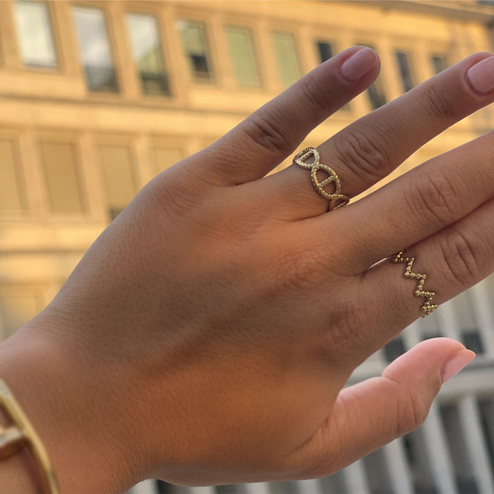 Größenverstellbare Ringe 14K vergoldet wasserfest ZickZack