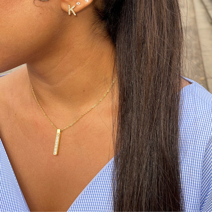 Damen Barkette Stab Anhänger 18K vergoldet