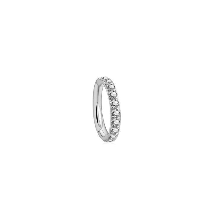Glitzer Piercing Silber Segmentring Clicker Zirkonia wasserfest